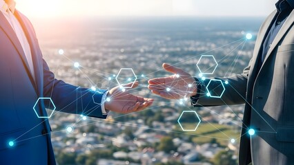 Digital Partnership Business Professionals Forging Connections in a Global Network