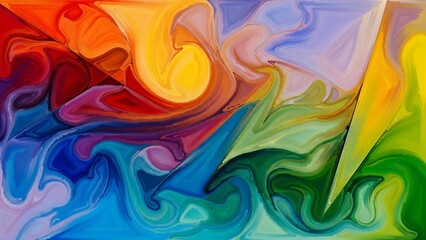 Vibrant swirling rainbow colored abstract art.
