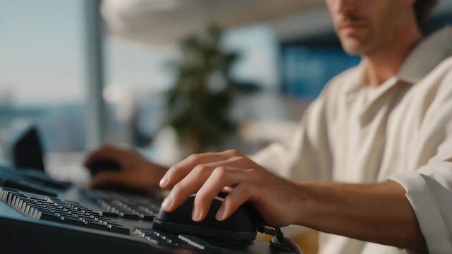 A medical technician operating a hands-free foot pedal to power surgical tools, allowing sterile, precise control in a high-stakes environment &mdash; advanced medical technology and safety. cinematic
