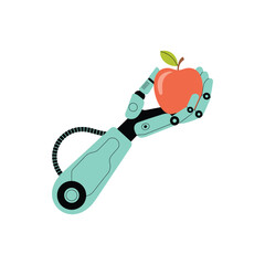 Robot Hand Holding Red Apple