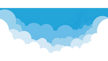 A simple illustration shows a blue sky with fluffy white clouds layered across it. The clouds appear as a soft, cartoon-like design