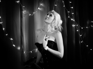 woman in black dress