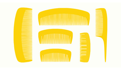 Yellow comb silhouette vector collection isolated on white background
