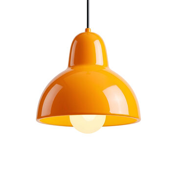 Orange Metal Pendant Light Fixture Hanging.