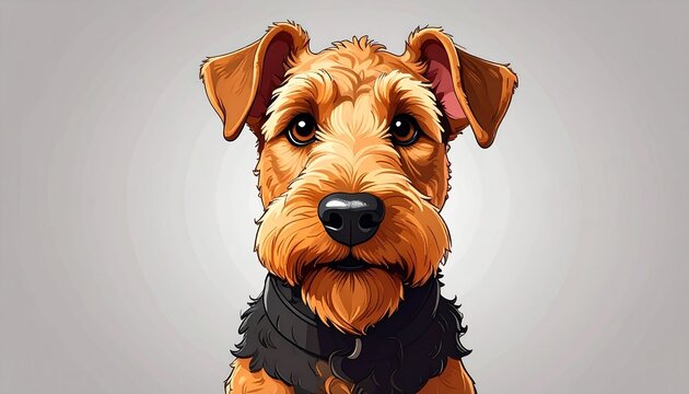 Adorable Airedale Terrier Portrait - A Charming Dog with a Black Collar and a Gentle Gaze.