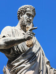 statue saint peter vatican city and blue sky