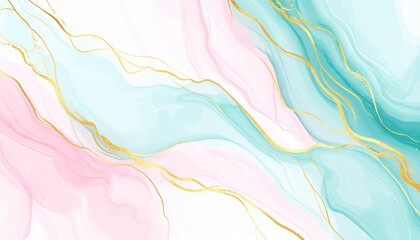 Fototapeta premium Abstract Watercolor Painting with Gold Veins - Elegant Fluid Art Design.