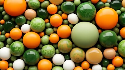 A vibrant collection of colorful spheres in varying sizes and textures