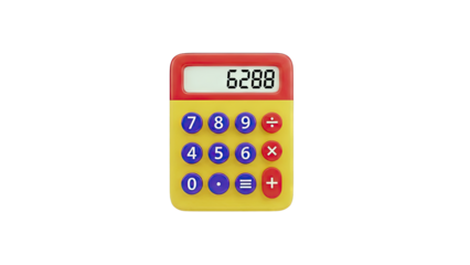Colorful Toy Calculator with Display Showing 6288