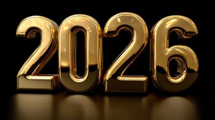 A shiny, golden representation of the year 2026, symbolizing celebration and anticipation for the future.