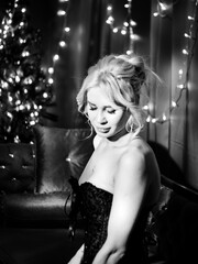 woman in black dress