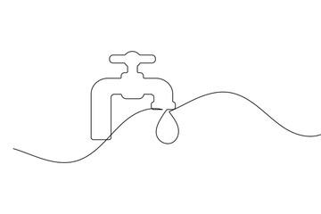 Obraz premium One line art water drop logo for environmental and sustainability projects