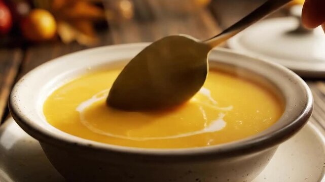 Warm bowl of creamy soup