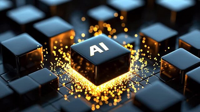 AI technology concept with glowing cubes