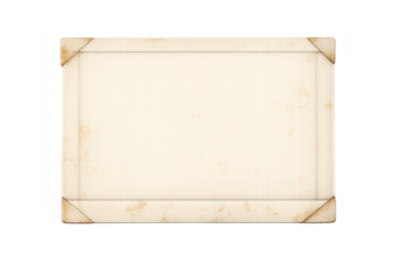 Vintage blank album card with paper corner mounts, antique style template for memories and history, transparent background