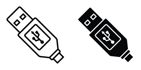 USB icons multiple style collection. icon in vector. Logotype