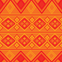 Geometric Tribal Seamless Pattern in Warm Red and Orange Tones