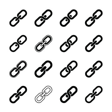 Collection of black chain links on a for design