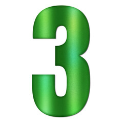 Shiny Green Number Three Typography Illustration with Shadow Effect, Isolated on Transparent Background &ndash; Luxury Numeric Symbol Design