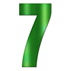 Shiny Green Number Seven Typography Illustration with Shadow Effect, Isolated on Transparent Background &ndash; Luxury Numeric Symbol Design