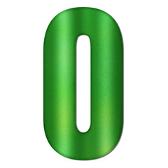 Shiny Green Number Zero Typography Illustration with Shadow Effect, Isolated on Transparent Background &ndash; Luxury Numeric Symbol Design