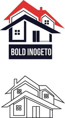 Fototapeta premium Modern house logo with city buildings and windows