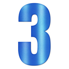 Shiny Blue Number Three Typography Illustration with Shadow Effect, Isolated on Transparent Background &ndash; Luxury Numeric Symbol Design