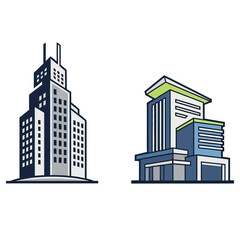 Fototapeta premium Modern office buildings in blue and green