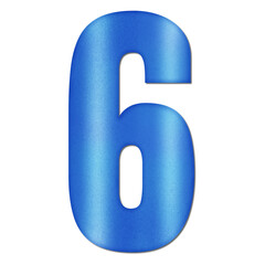 Shiny Blue Number Six Typography Illustration with Shadow Effect, Isolated on Transparent Background &ndash; Luxury Numeric Symbol Design