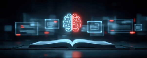 Digital learning innovation concept presenting AI powered personalized education with adaptive systems AI learning icon and intelligent training platforms