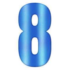 Shiny Blue Number Eight Typography Illustration with Shadow Effect, Isolated on Transparent Background &ndash; Luxury Numeric Symbol Design