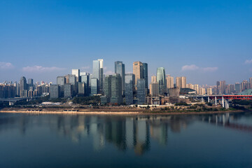 Fototapeta premium Modern Urban Architecture Along the Yangtze River in Chongqing