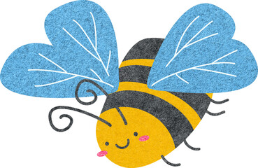 Illustration of Bee on Felt Fabric Texture 