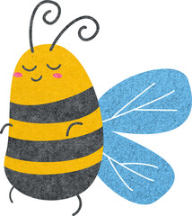 Cute Bee on Felt Fabric Texture 