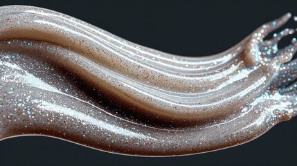 White creamy liquid luminizer on a black background showing the shimmer and glow ideal for face and body highlighting for makeup looks and beauty routines