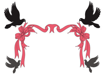 hand drawn dove and ribbon for greeting card invitation frame etc vector image