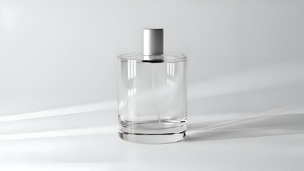 Clear Perfume Bottle with Silver Cap.