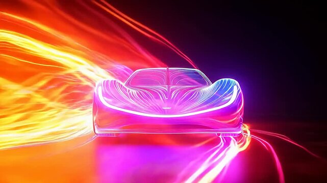 Futuristic neon sports car design
