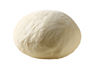 A large ball of raw pizza dough with visible texture and a smooth surface isolated on a transparent background