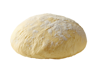 A large mound of raw pizza dough dusted with flour isolated on a transparent background raw dough bread dough