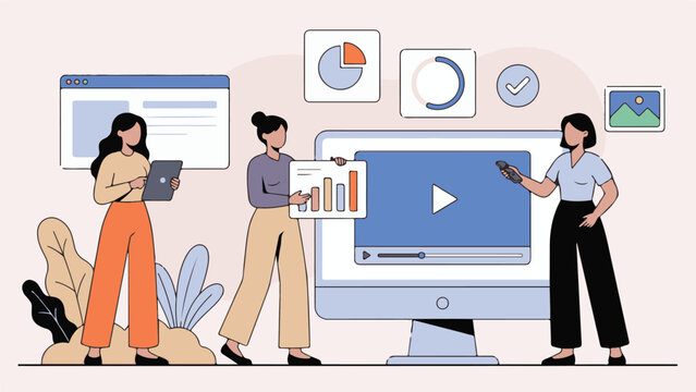 Digital marketing and content creation team analyzing data - Powered by Adobe