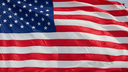 Fototapeta premium American flag waving in the wind with stars and stripes on a clear day whit background