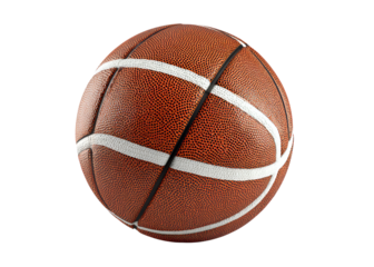 Textured Orange Basketball with White Stripes on a White Surface isolated on a transparent background