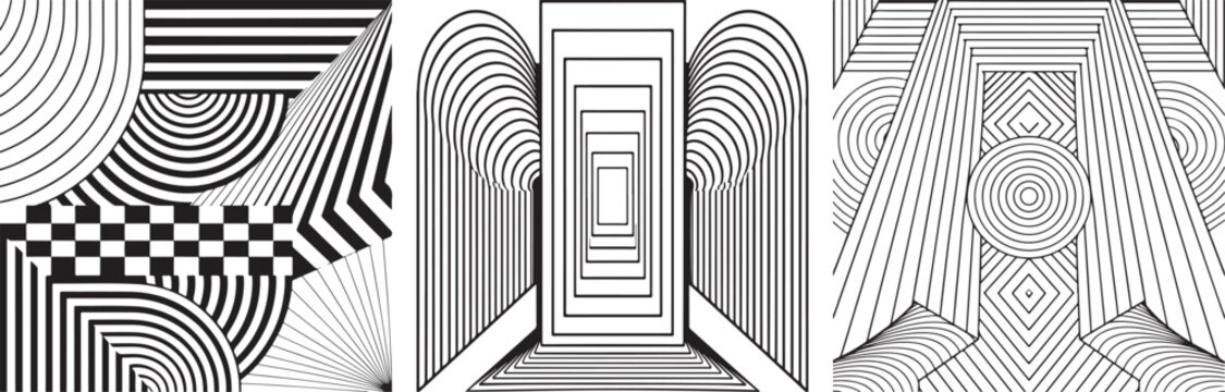 Black and white optical illusion designs collection