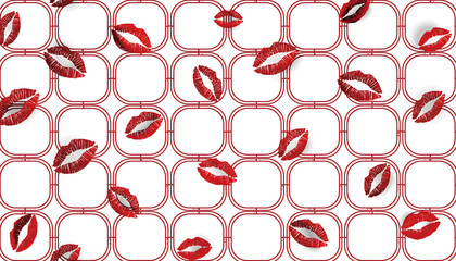 Red Lipstick Kiss Pattern Background