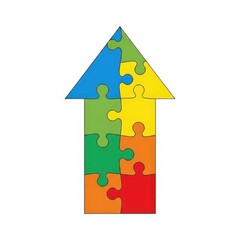 Colorful Puzzle House Icon Concept.
