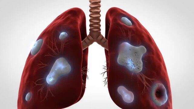 Diseased Human Lungs with Visible Infections and Abnormalities