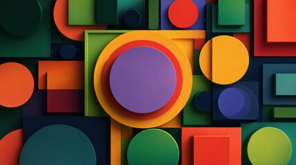 Geometric abstract art with vibrant shapes and colors