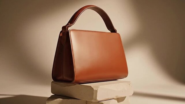 Elegant brown leather handbag