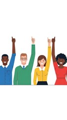 Diverse Group of People Raising Hands.